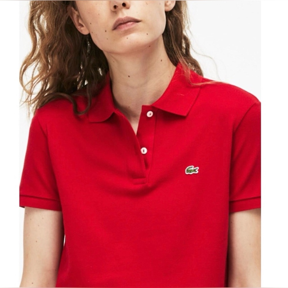 Lacoste Women's Vibrant Red Button Down Shirt